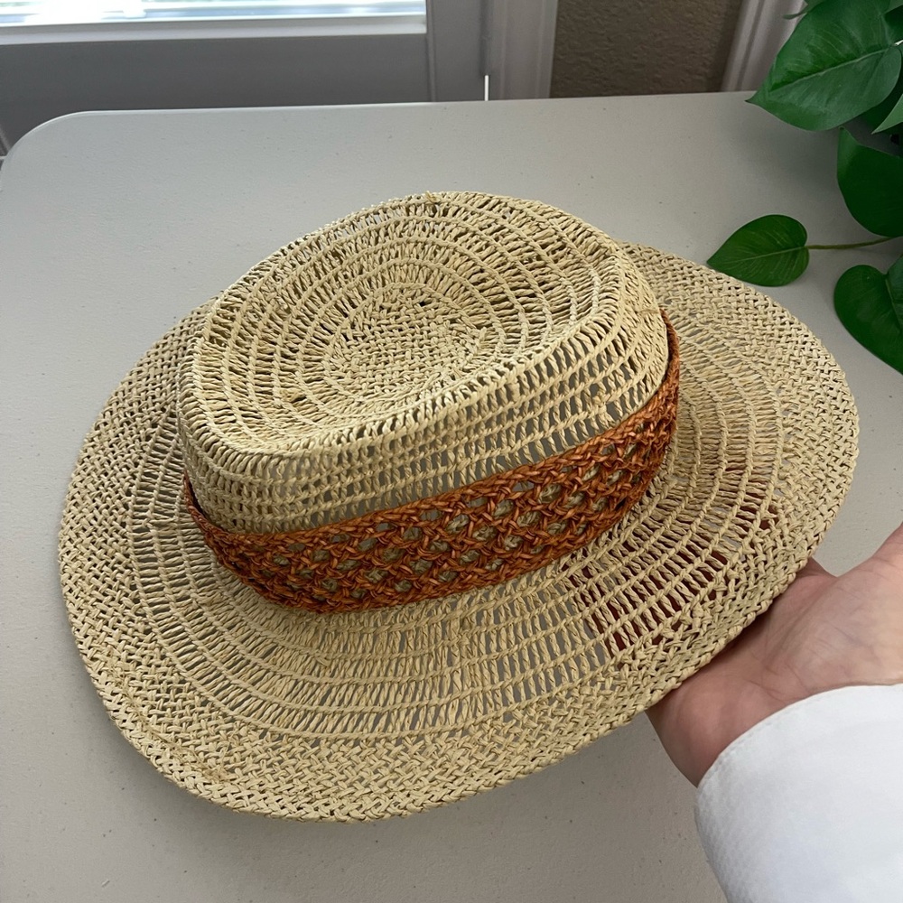 NWOT Treasure & Bond Beige Straw Hat with Rust Color Band